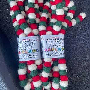 (2) Trader Joe's Felted Wool 9ft Garland